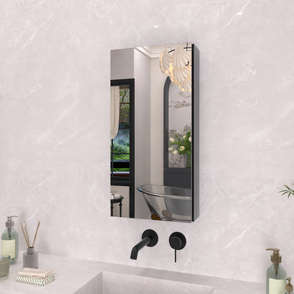 TaiMei 12 in. x 24 in. Frameless Recessed or Surface-Mount Beveled Single Mirror Bathroom Medicine Cabinet MCA1224-BL-02