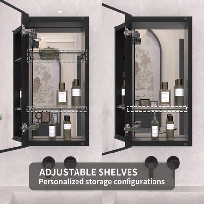 TaiMei 12 in. x 24 in. Frameless Recessed or Surface-Mount Beveled Single Mirror Bathroom Medicine Cabinet MCA1224-BL-05
