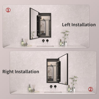 TaiMei 12 in. x 24 in. Frameless Recessed or Surface-Mount Beveled Single Mirror Bathroom Medicine Cabinet MCA1224-BL-10