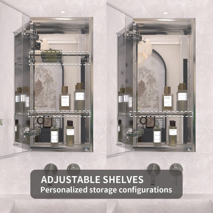 TaiMei 12 in. x 24 in. Frameless Recessed or Surface-Mount Beveled Single Mirror Bathroom Medicine Cabinet MCA1224-CR-05