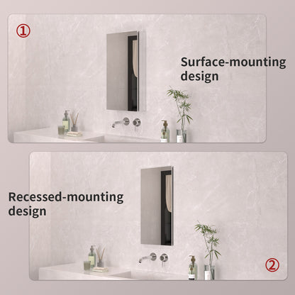 TaiMei 12 in. x 24 in. Frameless Recessed or Surface-Mount Beveled Single Mirror Bathroom Medicine Cabinet MCA1224-CR-09
