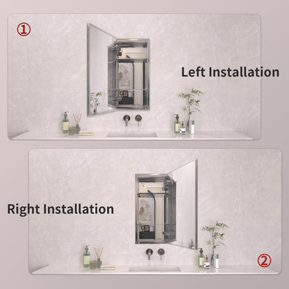 TaiMei 12 in. x 24 in. Frameless Recessed or Surface-Mount Beveled Single Mirror Bathroom Medicine Cabinet MCA1224-CR-10