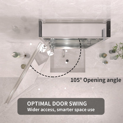 TaiMei 12 in. x 24 in. Frameless Recessed or Surface-Mount Beveled Single Mirror Bathroom Medicine Cabinet MCA1224-CR-11