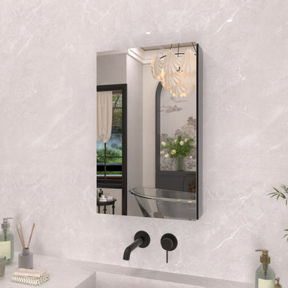 TaiMei 15 in. x 24 in. Frameless Recessed or Surface-Mount Beveled Single Mirror Bathroom Medicine Cabinet MCA1524-BL-02