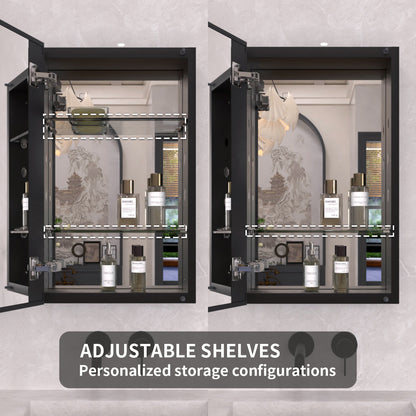 TaiMei 15 in. x 24 in. Frameless Recessed or Surface-Mount Beveled Single Mirror Bathroom Medicine Cabinet MCA1524-BL-05