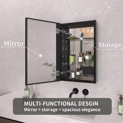 TaiMei 15 in. x 24 in. Frameless Recessed or Surface-Mount Beveled Single Mirror Bathroom Medicine Cabinet MCA1524-BL-08