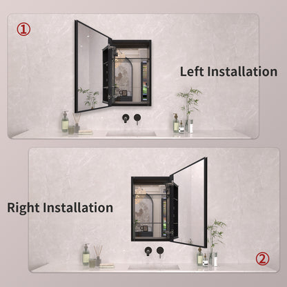 TaiMei 15 in. x 24 in. Frameless Recessed or Surface-Mount Beveled Single Mirror Bathroom Medicine Cabinet MCA1524-BL-10