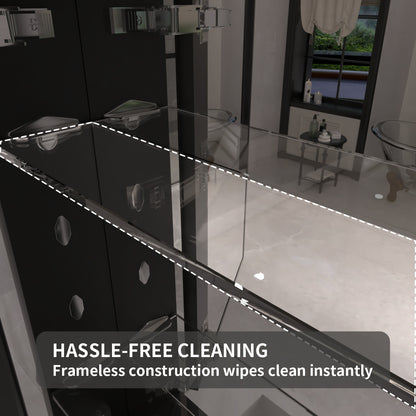 TaiMei 15 in. x 24 in. Frameless Recessed or Surface-Mount Beveled Single Mirror Bathroom Medicine Cabinet MCA1524-BL-13