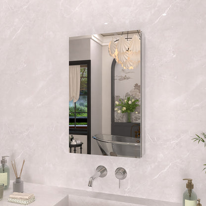 TaiMei 15 in. x 24 in. Frameless Recessed or Surface-Mount Beveled Single Mirror Bathroom Medicine Cabinet MCA1524-CR-02