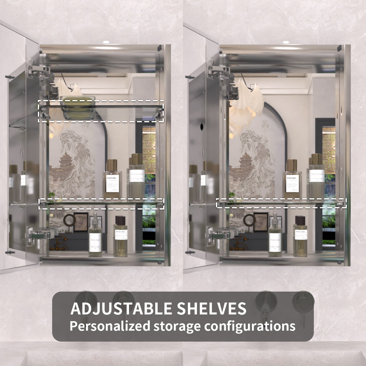 TaiMei 15 in. x 24 in. Frameless Recessed or Surface-Mount Beveled Single Mirror Bathroom Medicine Cabinet MCA1524-CR-05