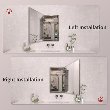 TaiMei 15 in. x 24 in. Frameless Recessed or Surface-Mount Beveled Single Mirror Bathroom Medicine Cabinet MCA1524-CR-10