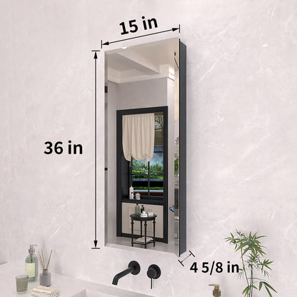 TaiMei 15 in. x 36 in. Frameless Recessed or Surface-Mount Beveled Single Mirror Bathroom Medicine Cabinet MCA1536-BL-03_ceedf33f-9d2d-4cf5-b177-a26209818c8c