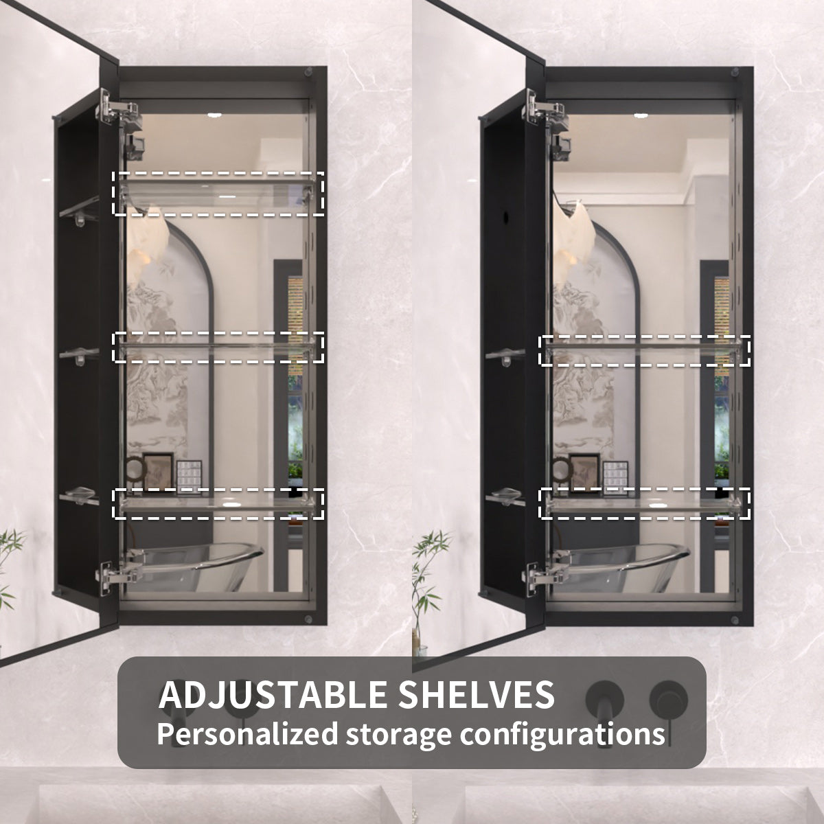 TaiMei 15 in. x 36 in. Frameless Recessed or Surface-Mount Beveled Single Mirror Bathroom Medicine Cabinet MCA1536-BL-05_fc0e8e00-5204-46c5-ac6d-46933d159b43