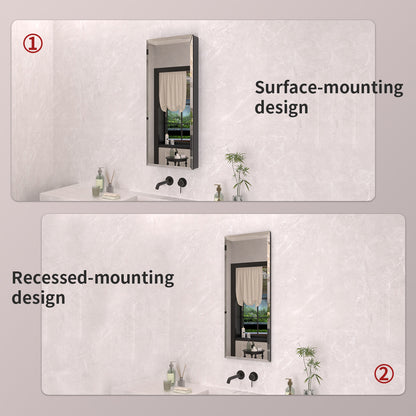 TaiMei 15 in. x 36 in. Frameless Recessed or Surface-Mount Beveled Single Mirror Bathroom Medicine Cabinet MCA1536-BL-09_9f97ada9-f738-4098-b713-e41b88d48ab0