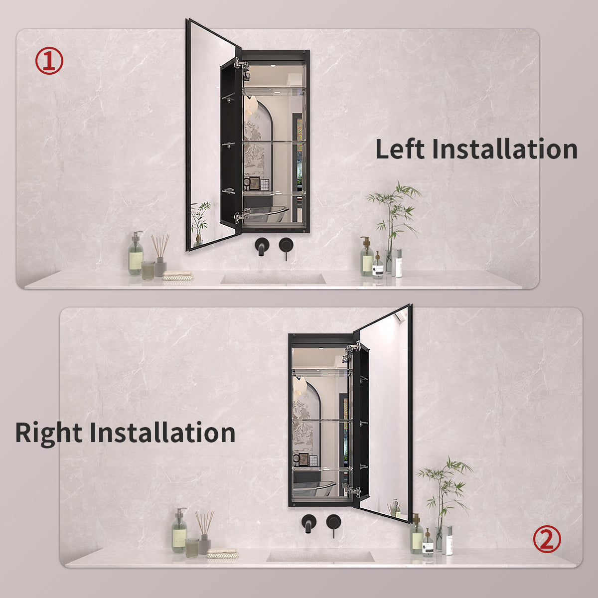 TaiMei 15 in. x 36 in. Frameless Recessed or Surface-Mount Beveled Single Mirror Bathroom Medicine Cabinet MCA1536-BL-10_4f0076a6-2ac1-42e6-8cd4-923c572d5830