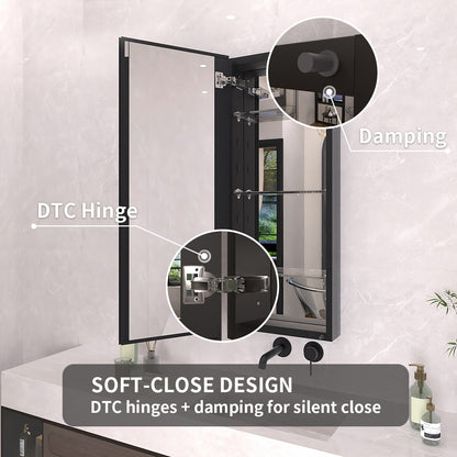 TaiMei 15 in. x 36 in. Frameless Recessed or Surface-Mount Beveled Single Mirror Bathroom Medicine Cabinet MCA1536-BL-12_0d2386e3-e846-430b-9225-a2eb50f8a59d
