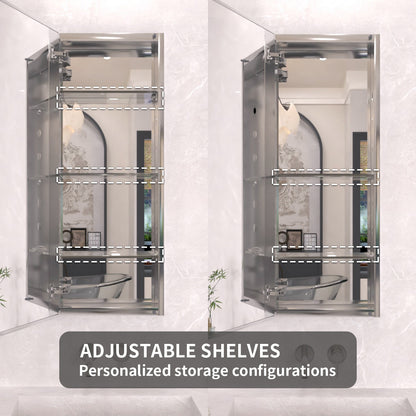 TaiMei 15 in. x 36 in. Frameless Recessed or Surface-Mount Beveled Single Mirror Bathroom Medicine Cabinet MCA1536-CR-05