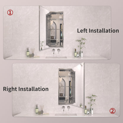 TaiMei 15 in. x 36 in. Frameless Recessed or Surface-Mount Beveled Single Mirror Bathroom Medicine Cabinet MCA1536-CR-10