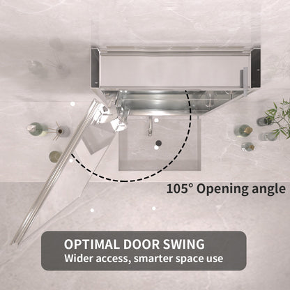 TaiMei 15 in. x 36 in. Frameless Recessed or Surface-Mount Beveled Single Mirror Bathroom Medicine Cabinet MCA1536-CR-11
