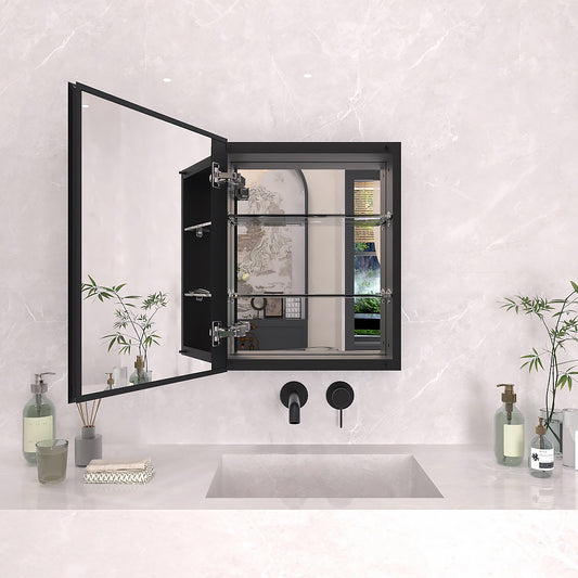 TaiMei 16 in. x 20 in. Frameless Recessed or Surface-Mount Beveled Single Mirror Bathroom Medicine Cabinet