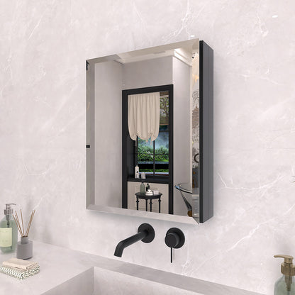 TaiMei 16 in. x 20 in. Frameless Recessed or Surface-Mount Beveled Single Mirror Bathroom Medicine Cabinet MCA1620-BL-02