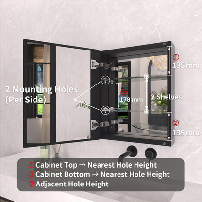 TaiMei 16 in. x 20 in. Frameless Recessed or Surface-Mount Beveled Single Mirror Bathroom Medicine Cabinet MCA1620-BL-04