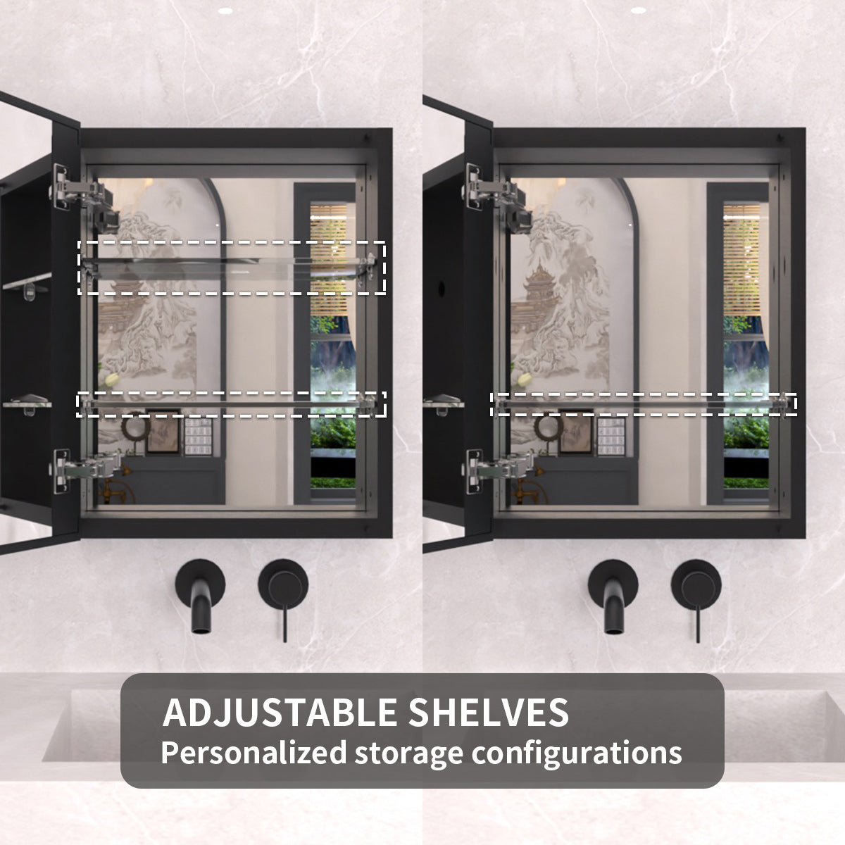 TaiMei 16 in. x 20 in. Frameless Recessed or Surface-Mount Beveled Single Mirror Bathroom Medicine Cabinet MCA1620-BL-05
