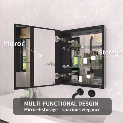 TaiMei 16 in. x 20 in. Frameless Recessed or Surface-Mount Beveled Single Mirror Bathroom Medicine Cabinet MCA1620-BL-08