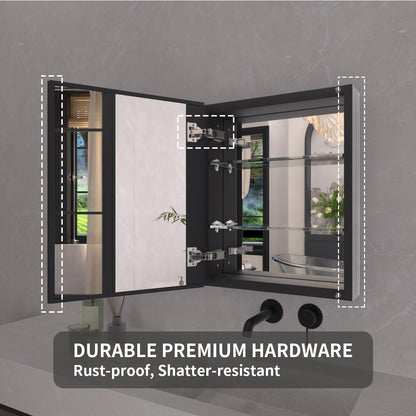 TaiMei 16 in. x 20 in. Frameless Recessed or Surface-Mount Beveled Single Mirror Bathroom Medicine Cabinet MCA1620-BL-14
