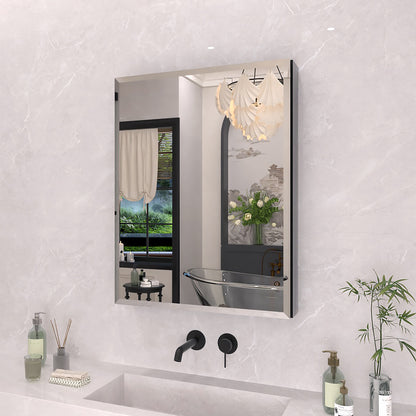 TaiMei 23 in. x 30 in. Frameless Recessed or Surface-Mount Beveled Single Mirror Bathroom Medicine Cabinet MCA2330-BL-02