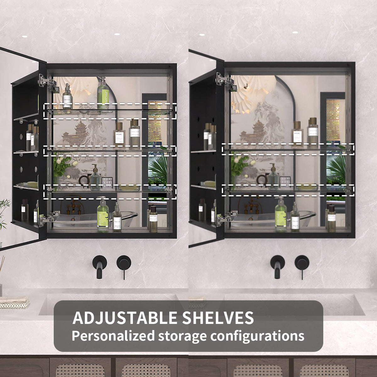 TaiMei 23 in. x 30 in. Frameless Recessed or Surface-Mount Beveled Single Mirror Bathroom Medicine Cabinet MCA2330-BL-05
