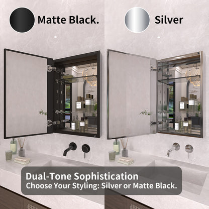TaiMei 23 in. x 30 in. Frameless Recessed or Surface-Mount Beveled Single Mirror Bathroom Medicine Cabinet MCA2330-BL-07