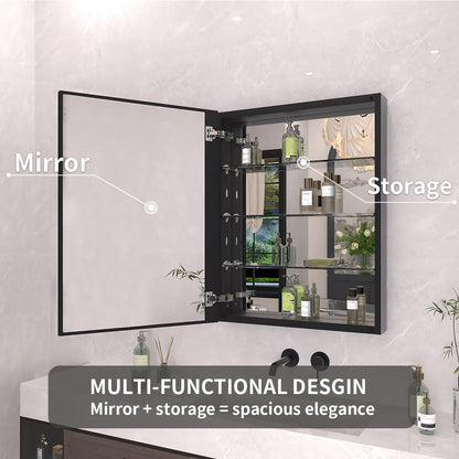 TaiMei 23 in. x 30 in. Frameless Recessed or Surface-Mount Beveled Single Mirror Bathroom Medicine Cabinet MCA2330-BL-08