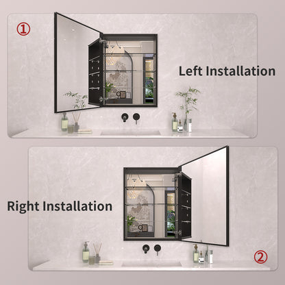 TaiMei 23 in. x 30 in. Frameless Recessed or Surface-Mount Beveled Single Mirror Bathroom Medicine Cabinet MCA2330-BL-10