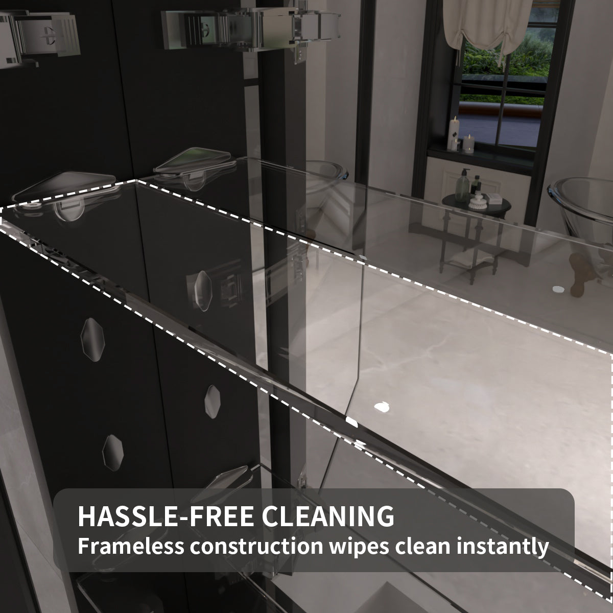 TaiMei 23 in. x 30 in. Frameless Recessed or Surface-Mount Beveled Single Mirror Bathroom Medicine Cabinet MCA2330-BL-13