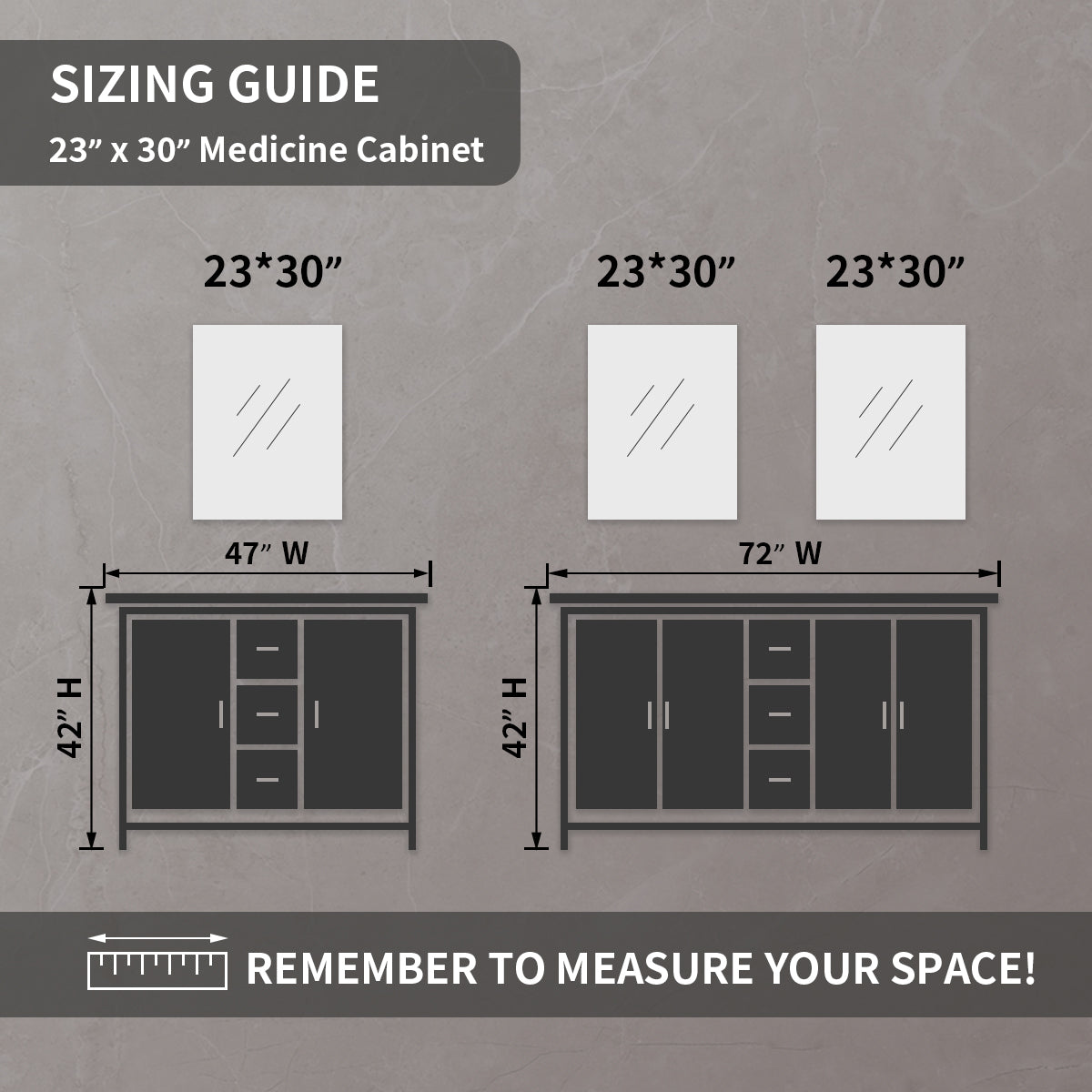 TaiMei 23 in. x 30 in. Frameless Recessed or Surface-Mount Beveled Single Mirror Bathroom Medicine Cabinet MCA2330-BL-15