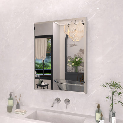 TaiMei 23 in. x 30 in. Frameless Recessed or Surface-Mount Beveled Single Mirror Bathroom Medicine Cabinet MCA2330-CR-02