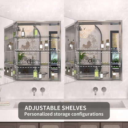 TaiMei 23 in. x 30 in. Frameless Recessed or Surface-Mount Beveled Single Mirror Bathroom Medicine Cabinet MCA2330-CR-05