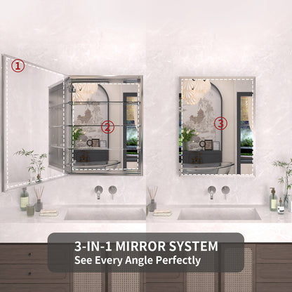 TaiMei 23 in. x 30 in. Frameless Recessed or Surface-Mount Beveled Single Mirror Bathroom Medicine Cabinet MCA2330-CR-06