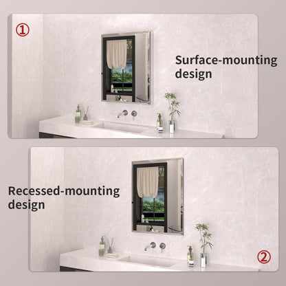 TaiMei 23 in. x 30 in. Frameless Recessed or Surface-Mount Beveled Single Mirror Bathroom Medicine Cabinet MCA2330-CR-09