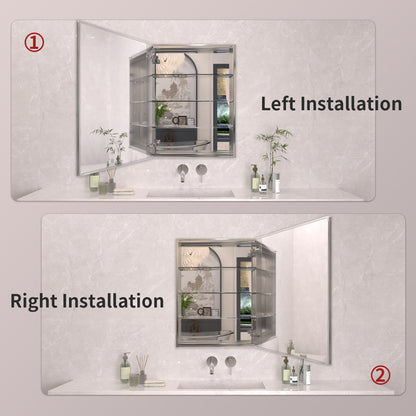 TaiMei 23 in. x 30 in. Frameless Recessed or Surface-Mount Beveled Single Mirror Bathroom Medicine Cabinet MCA2330-CR-10