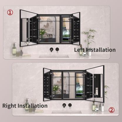 TaiMei 30 in. x 26 in. Frameless Recessed or Surface-Mount Beveled Double Mirror Bathroom Medicine Cabinet MCA3026-BL-10