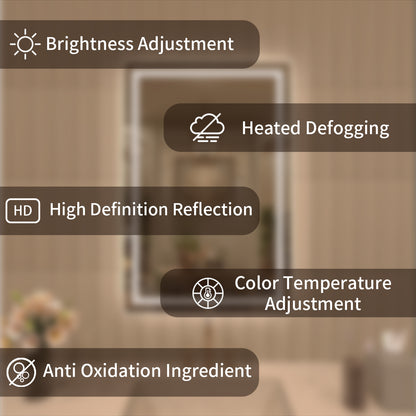 TaiMei MD04SF Frameless  LED Single Bathroom Vanity Mirror in Polished Crystal