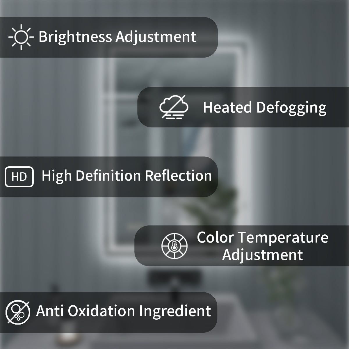 TaiMei LED Bathroom Vanity Mirror Anti-Fog Brightness Adjustable High-Definition ETL Certified