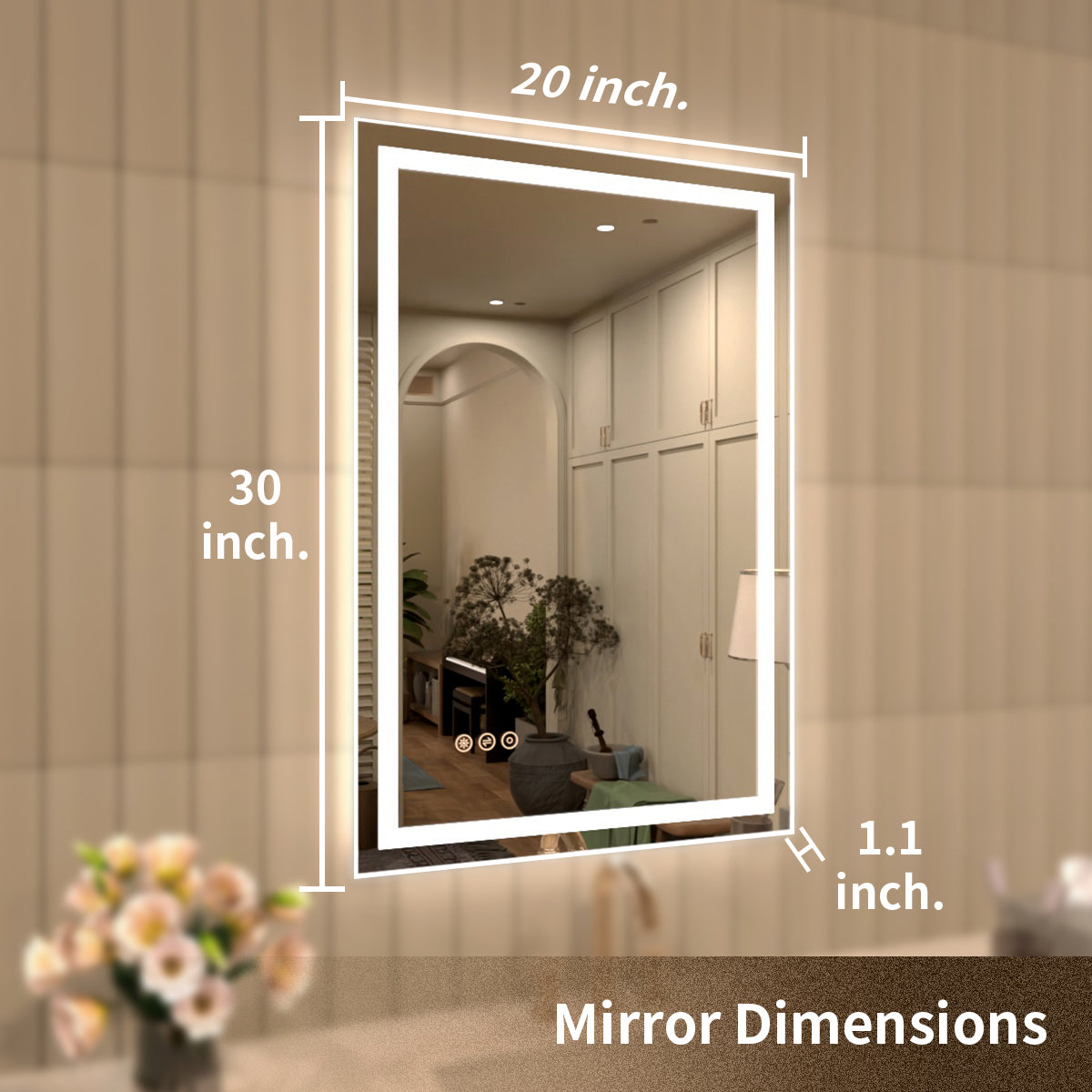 TaiMei MD04SF Frameless  LED Single Bathroom Vanity Mirror in Polished Crystal