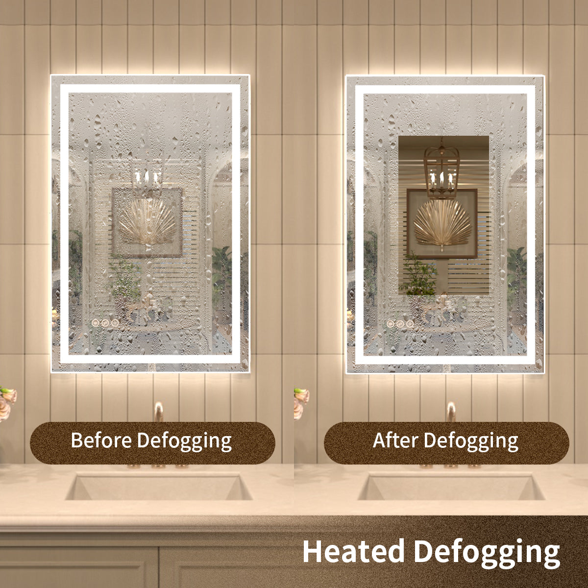 TaiMei MD04SF Frameless  LED Single Bathroom Vanity Mirror in Polished Crystal