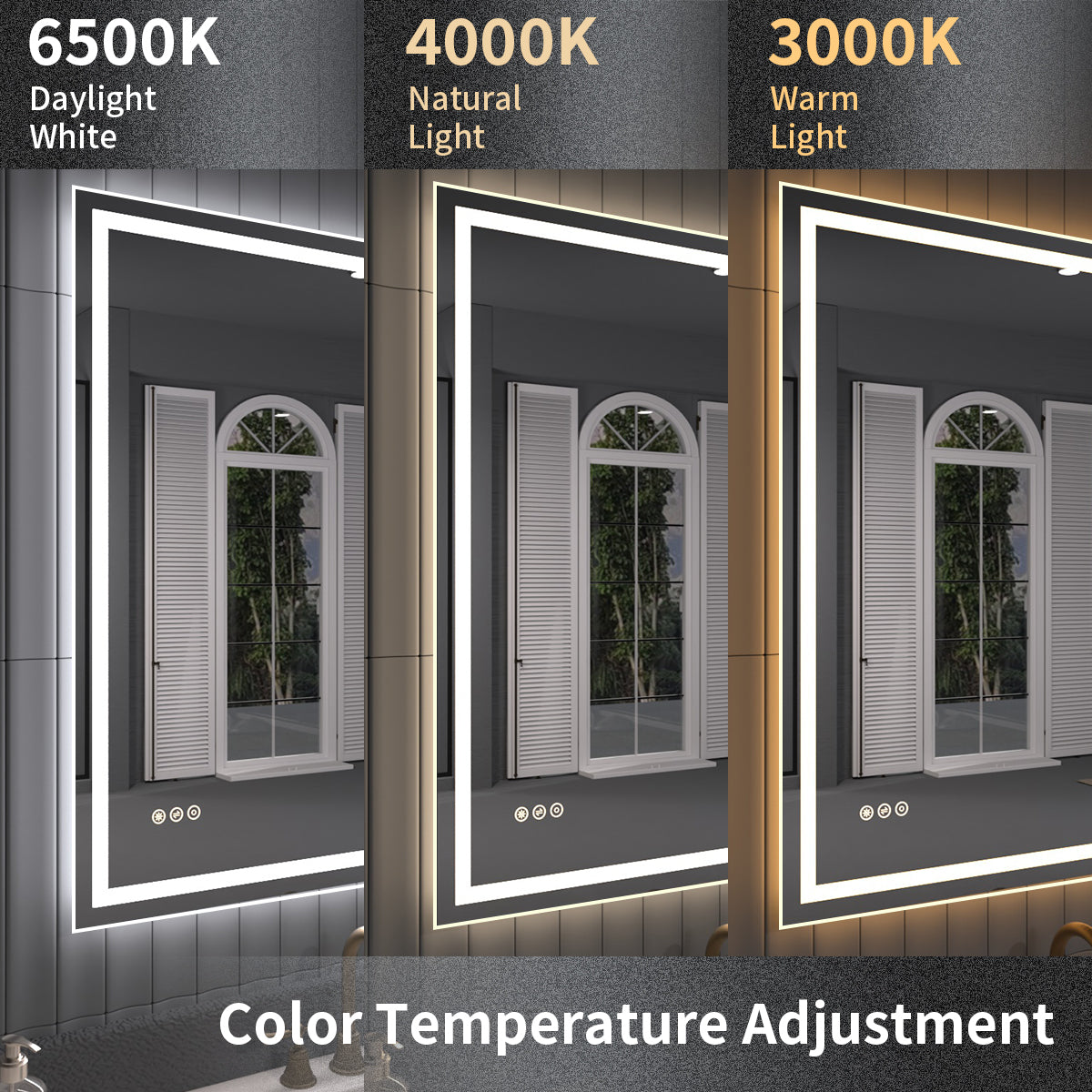 TaiMei LED Bathroom Vanity Mirror Anti-Fog Brightness Adjustable High-Definition ETL Certified