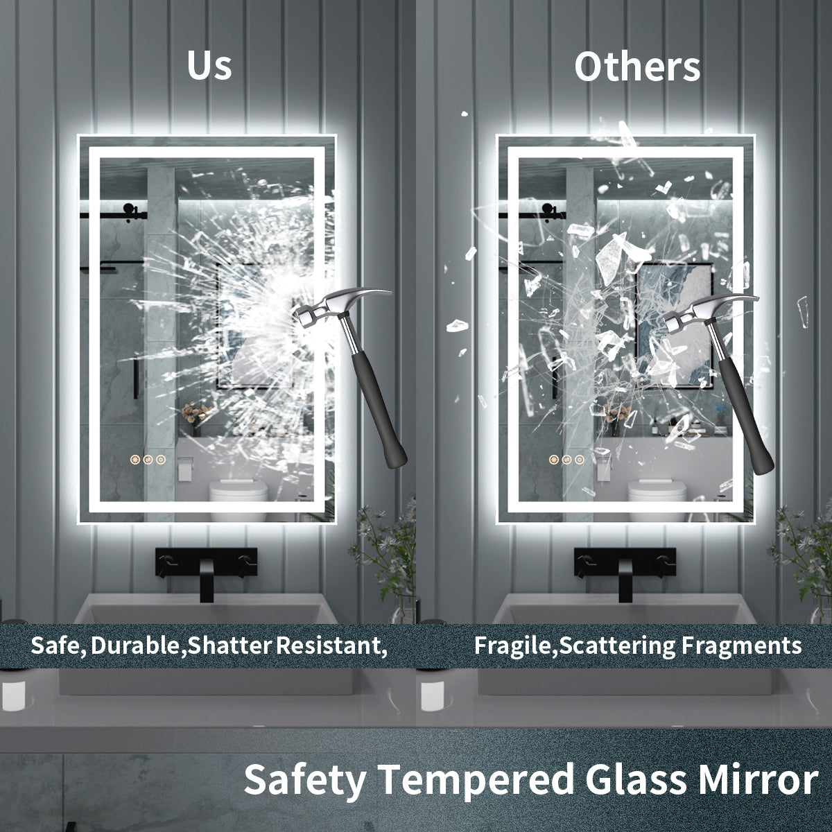 TaiMei LED Bathroom Vanity Mirror Anti-Fog Brightness Adjustable High-Definition ETL Certified