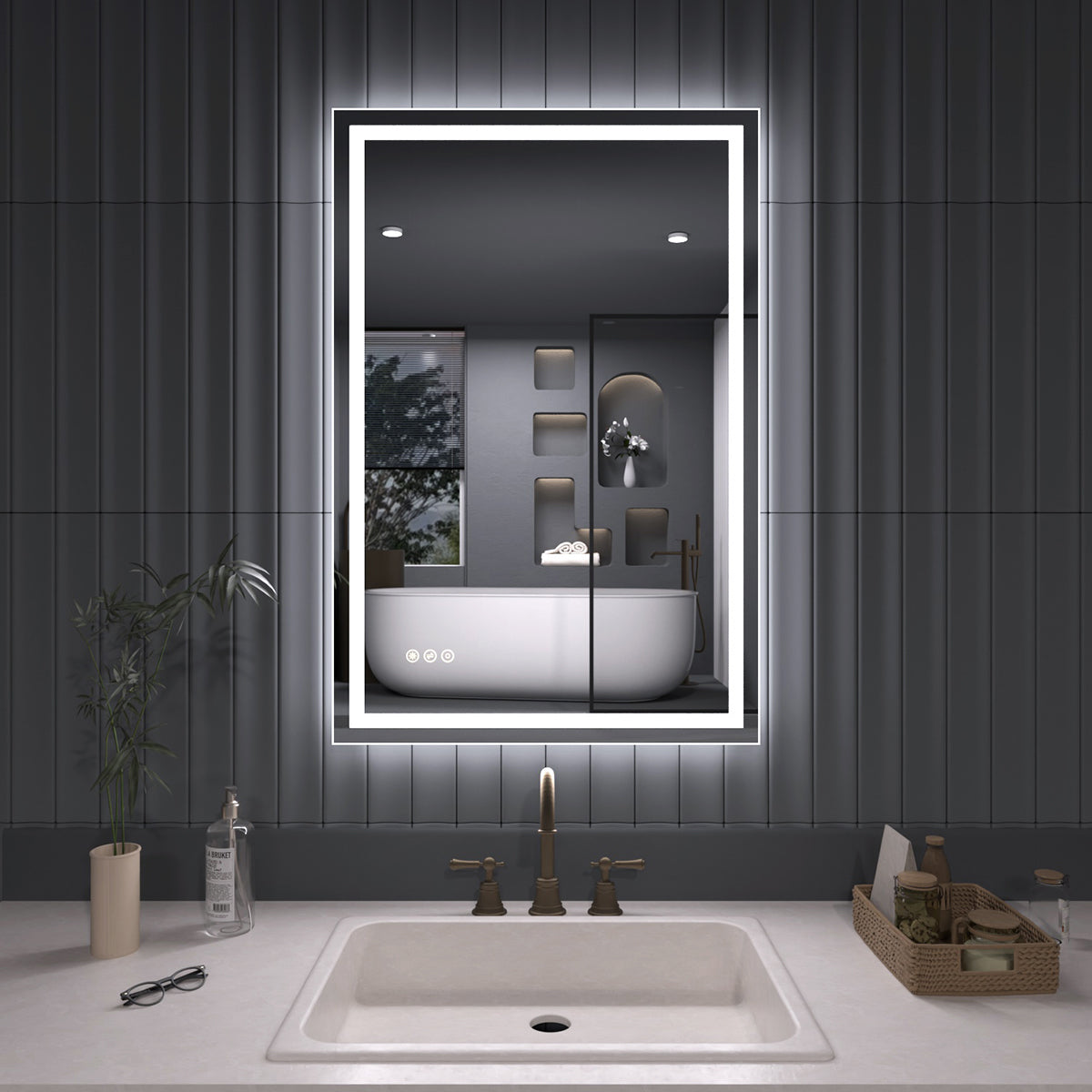 TaiMei LED Bathroom Vanity Mirror Anti-Fog Brightness Adjustable High-Definition ETL Certified