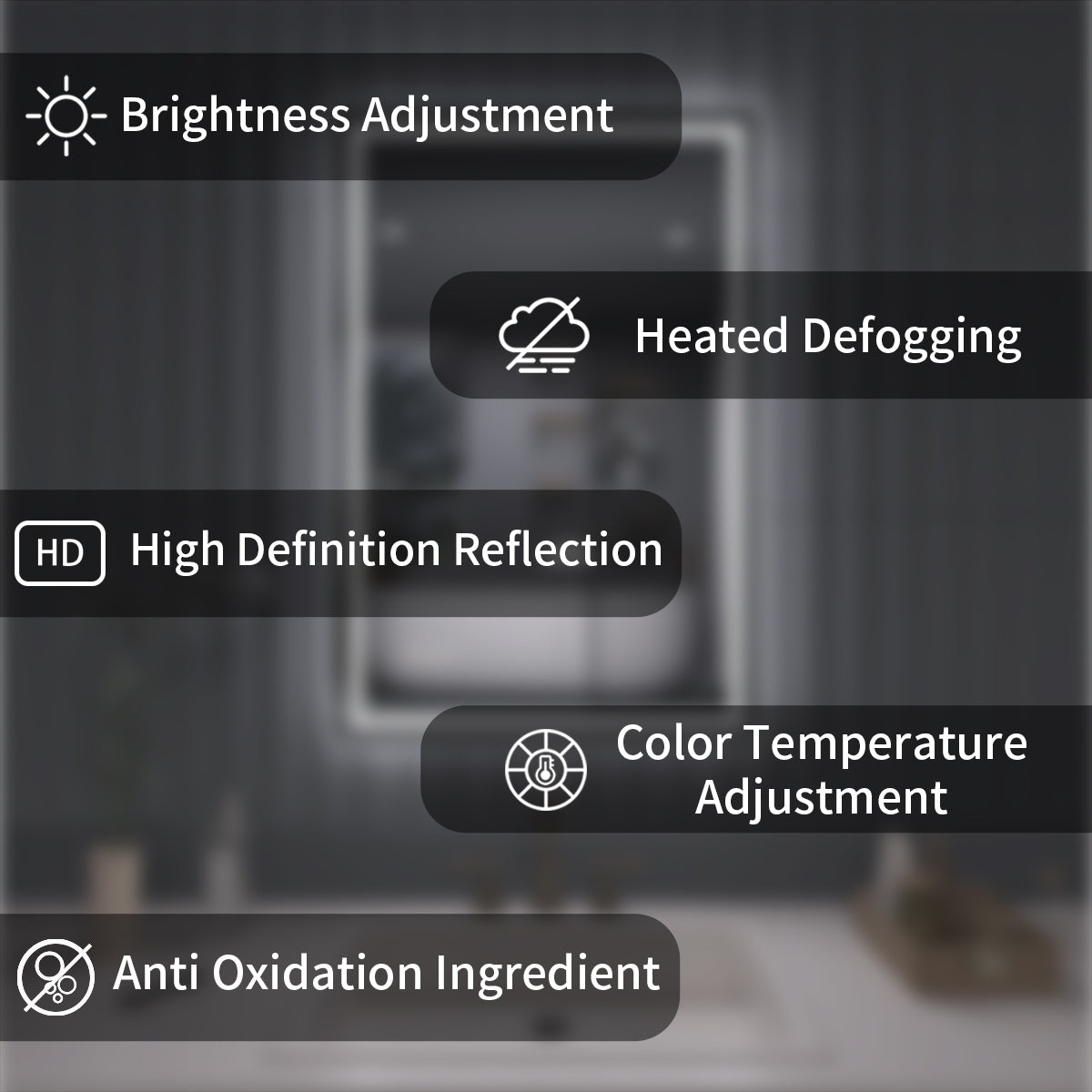 TaiMei LED Bathroom Vanity Mirror Anti-Fog Brightness Adjustable High-Definition ETL Certified